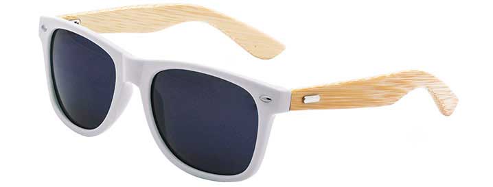 White Retro Bamboo Sunglasses