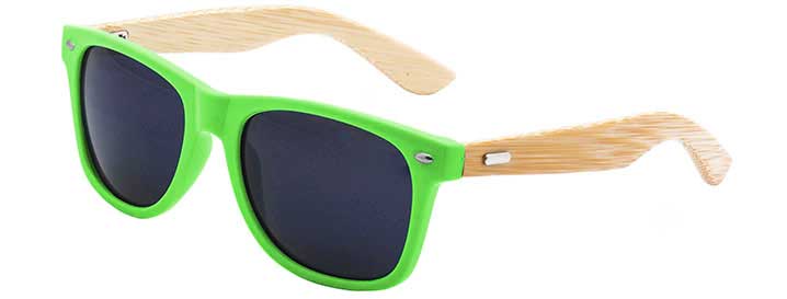 Neon Green Retro Bamboo Sunglasses