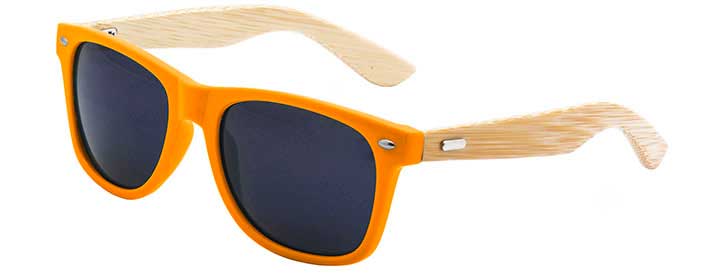 Neon Orange Retro Bamboo Sunglasses