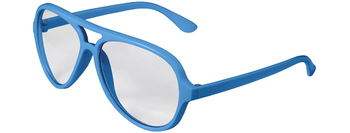 Neon Blue Aviator Clear Lenses