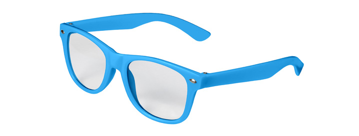 Neon Blue Kids Retro Clear Lenses