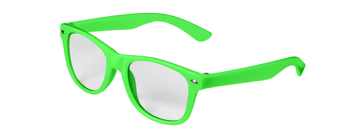 Neon Green Kids Retro Clear Lenses