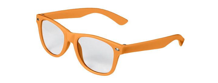 Neon Orange Kids Retro Clear Lenses