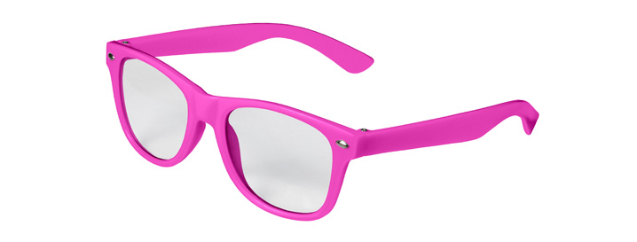 Neon Pink Kids Retro Clear Lenses