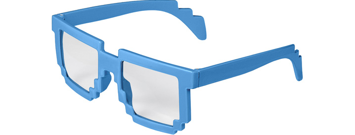 Neon Blue Pixel Clear Lenses