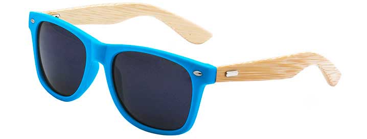 Neon Blue Lunettes de Soleil Branches en Bamboo