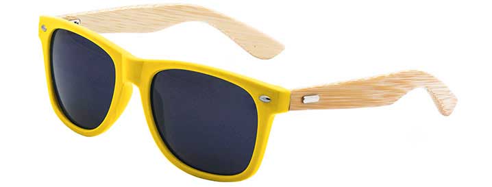 Neon Yellow Lunettes de Soleil Branches en Bamboo