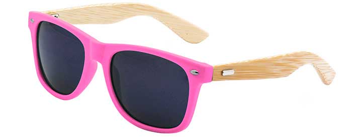 Neon Pink Retro Bamboo Sunglasses