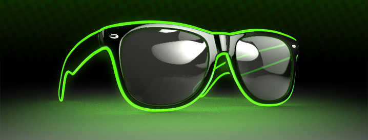 Neon Green Retro LED Glow Sunglasses