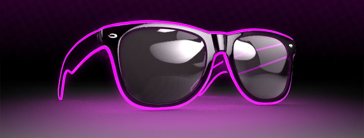 Neon Pink Lunettes de Soleil LED Glow Rétro