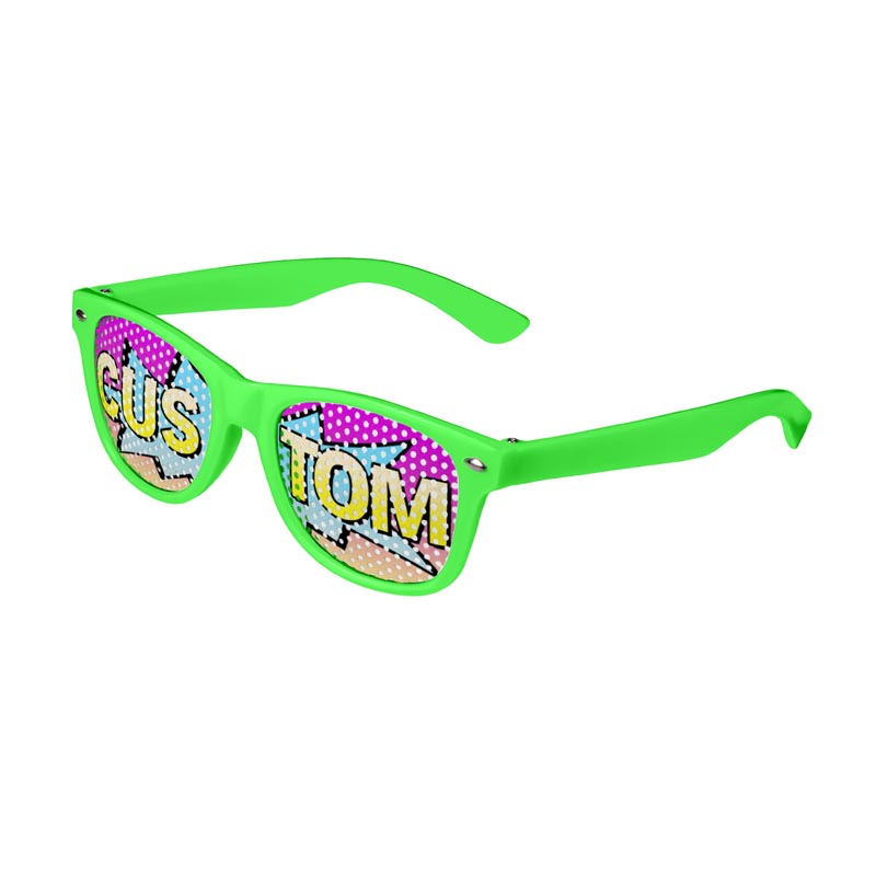 Kids Logo Lenses Custom Printed Lenses Retro Sunglasses - Green