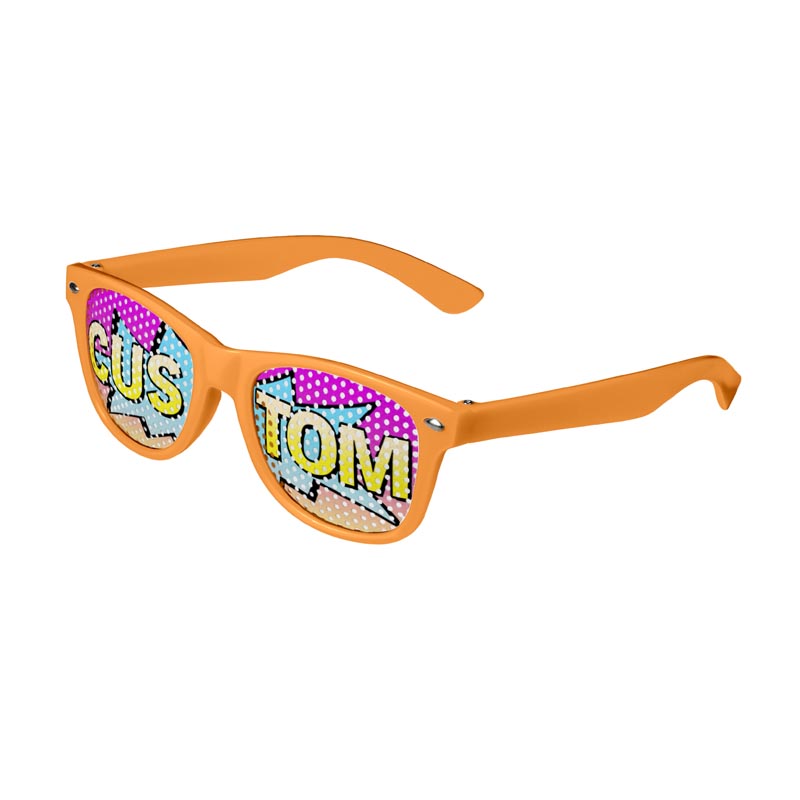 Kids Logo Lenses Custom Printed Lenses Retro Sunglasses - Orange