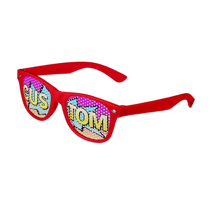 Kids Logo Lenses Custom Printed Lenses Retro Sunglasses - Red