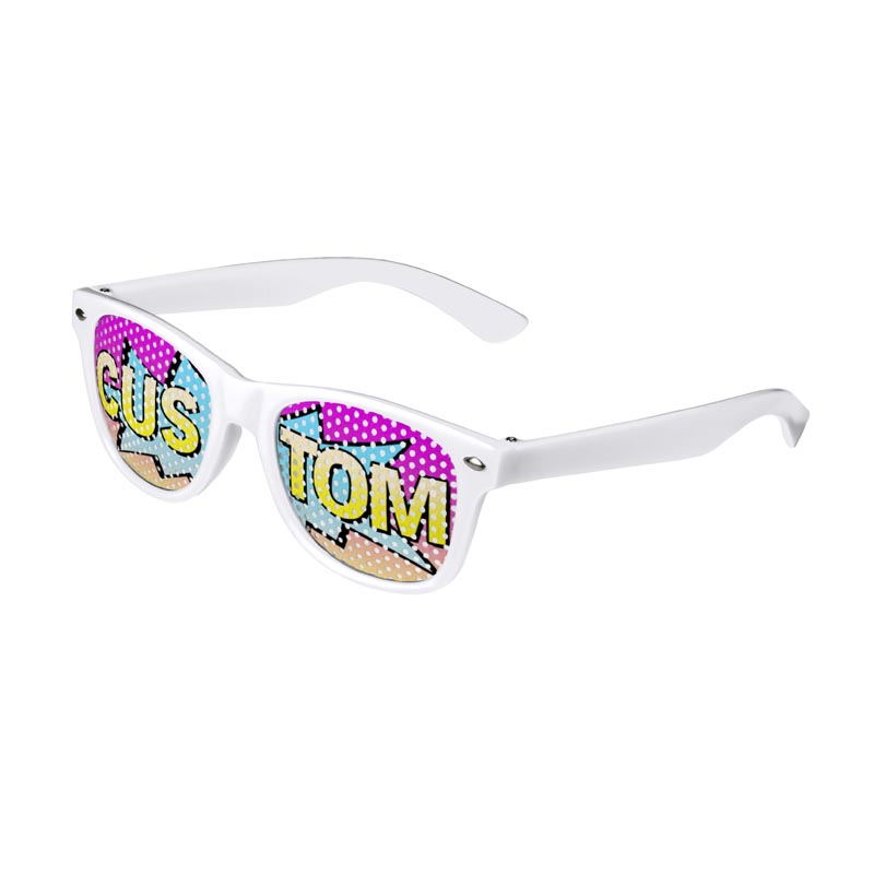 Kids Logo Lenses Custom Printed Lenses Retro Sunglasses - White