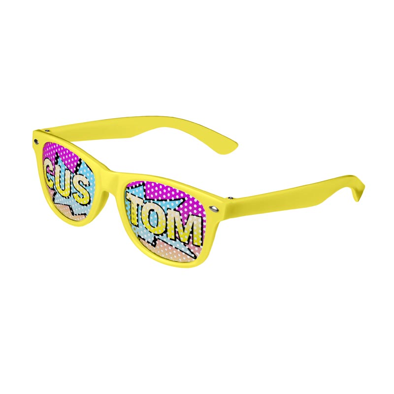 Kids Logo Lenses Custom Printed Lenses Retro Sunglasses - Yellow
