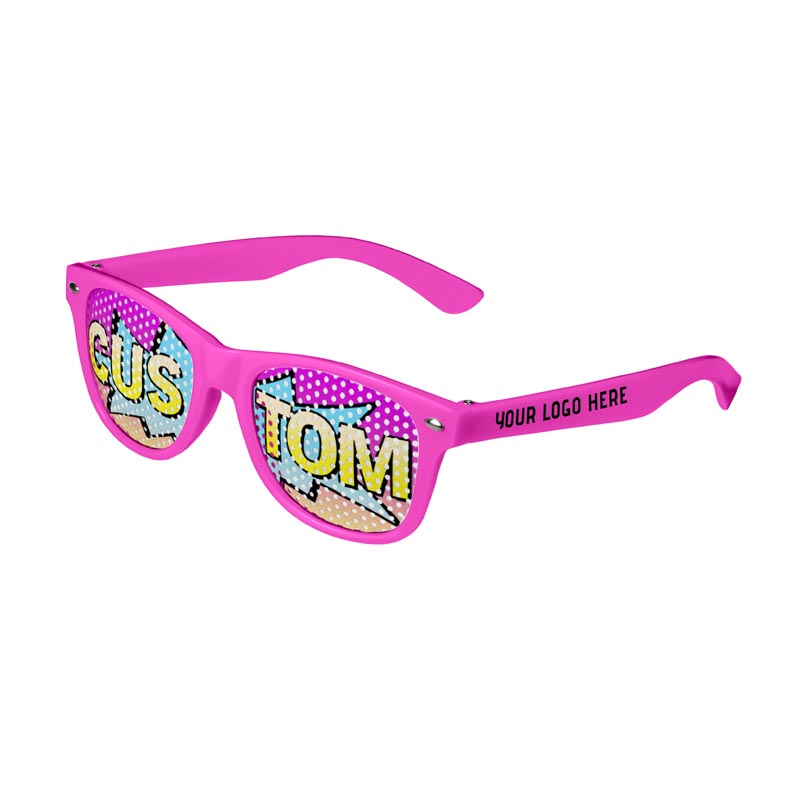 Kids Logo Lenses Custom Printed Lenses Retro Sunglasses - Pink
