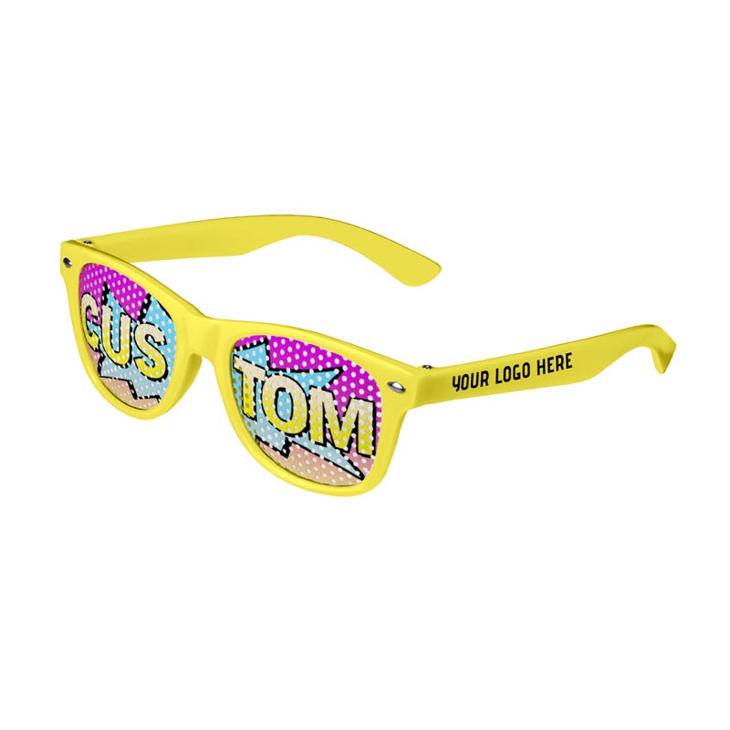 Kids Logo Lenses Custom Printed Lenses Retro Sunglasses - Yellow