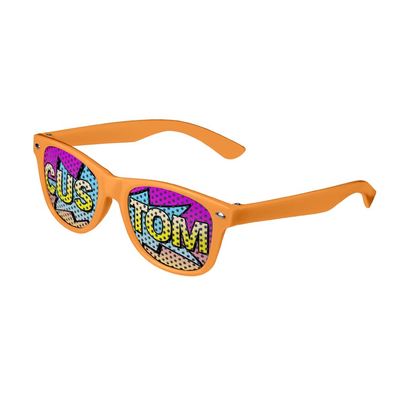 Kids Logo Lenses Custom Printed Lenses Retro Sunglasses - Orange