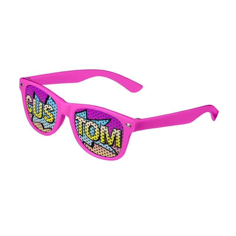 Kids Logo Lenses Custom Printed Lenses Retro Sunglasses - Pink