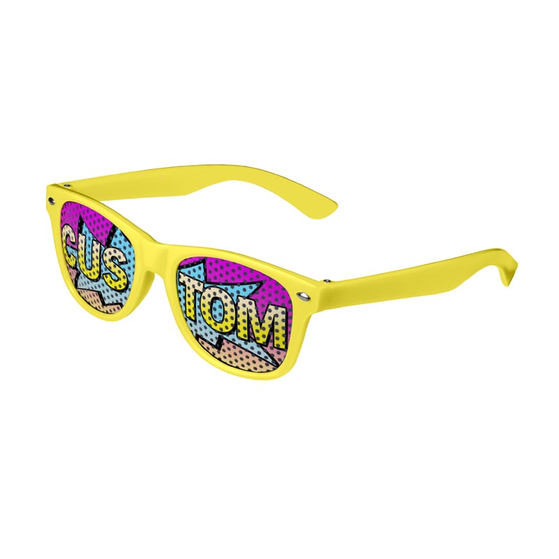 Kids Logo Lenses Custom Printed Lenses Retro Sunglasses - Yellow