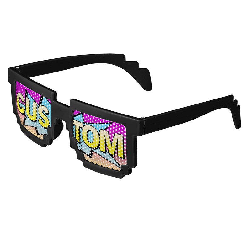 Pixel 8-Bit Geek Logo Lenses Custom Printed Lenses - Black