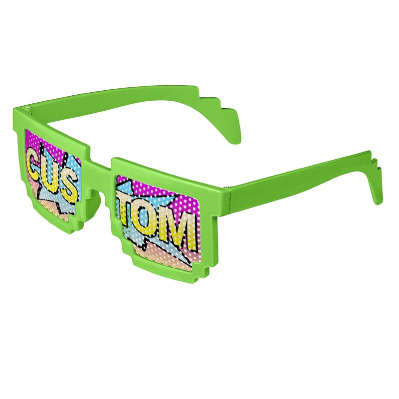 Pixel 8-Bit Geek Logo Lenses Custom Printed Lenses - Green