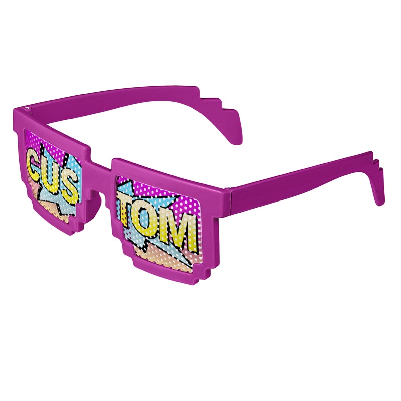 Pixel 8-Bit Geek Logo Lenses Custom Printed Lenses - Magenta