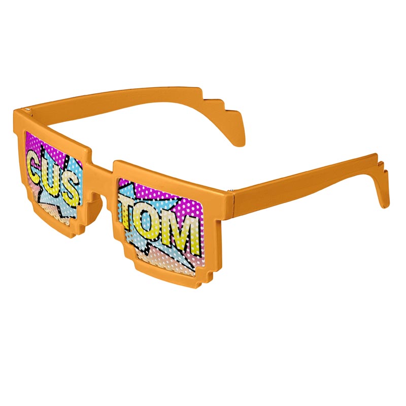 Pixel 8-Bit Geek Logo Lenses Custom Printed Lenses - Orange