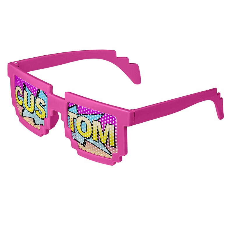 Pixel 8-Bit Geek Logo Lenses Custom Printed Lenses - Pink