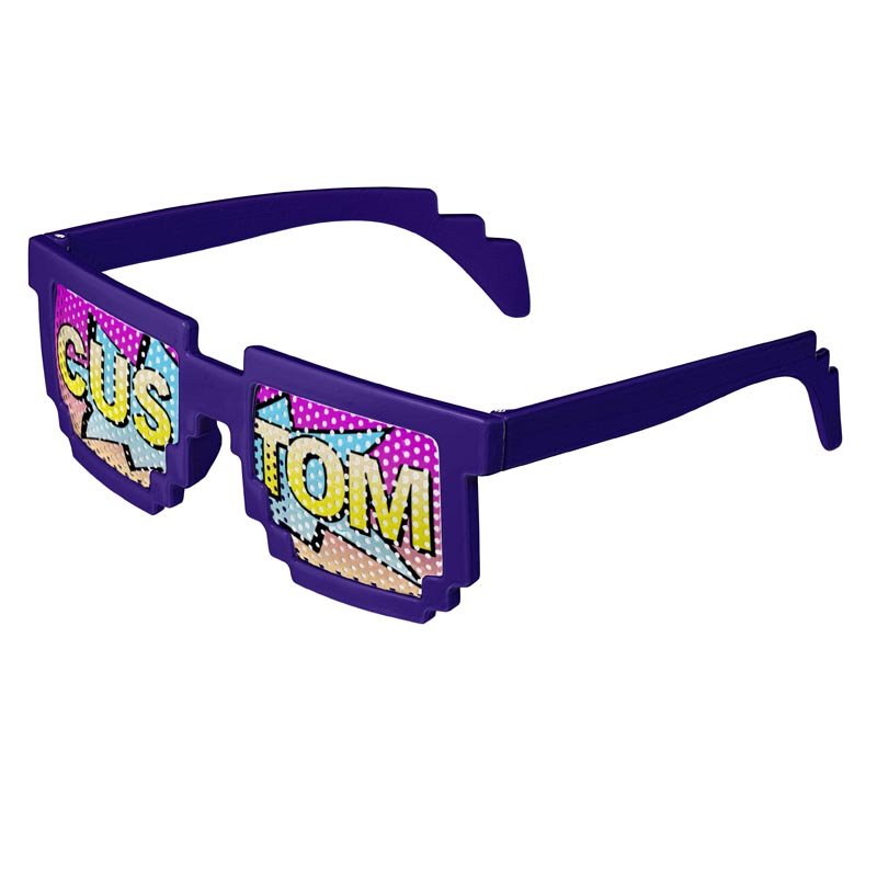 Pixel 8-Bit Geek Logo Lenses Custom Printed Lenses - Purple