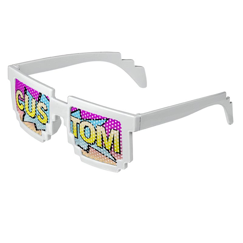 Pixel 8-Bit Geek Logo Lenses Custom Printed Lenses - White