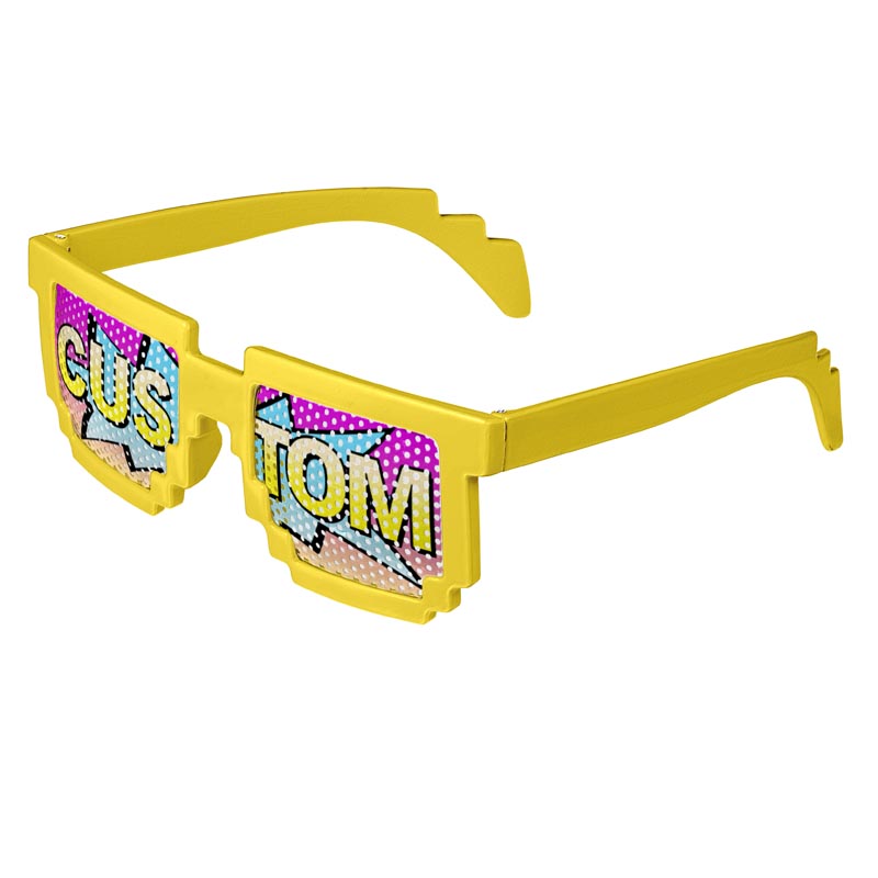 Pixel 8-Bit Geek Logo Lenses Custom Printed Lenses - Yellow