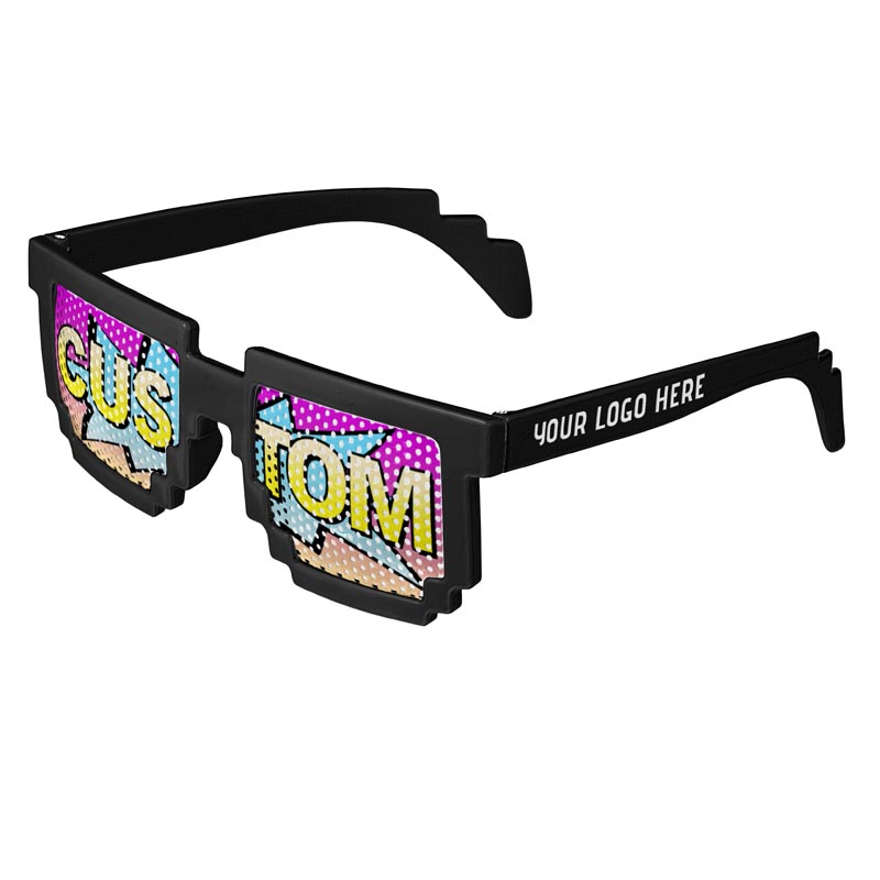 Pixel 8-Bit Geek Logo Lenses Custom Printed Lenses - Black