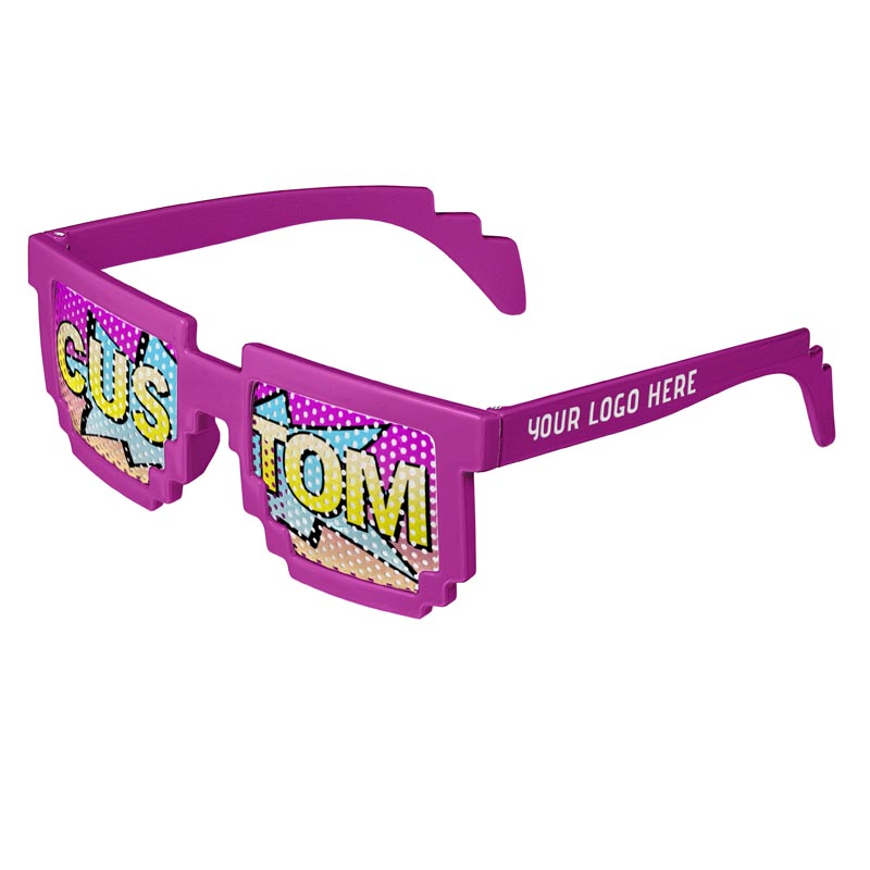Pixel 8-Bit Geek Logo Lenses Custom Printed Lenses - Magenta