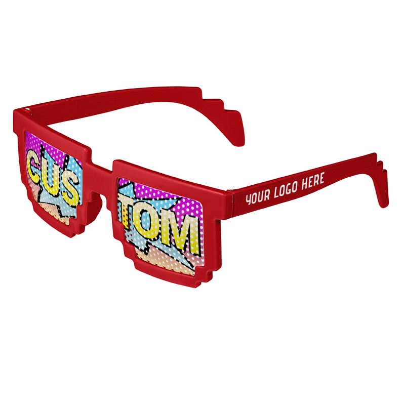 Pixel 8-Bit Geek Logo Lenses Custom Printed Lenses - Red