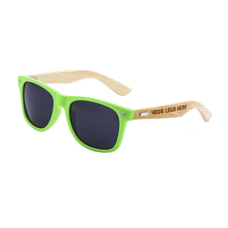 Retro Wooden Bamboo Arms Sunglasses - Green