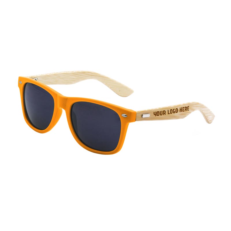 Retro Wooden Bamboo Arms Sunglasses - Orange