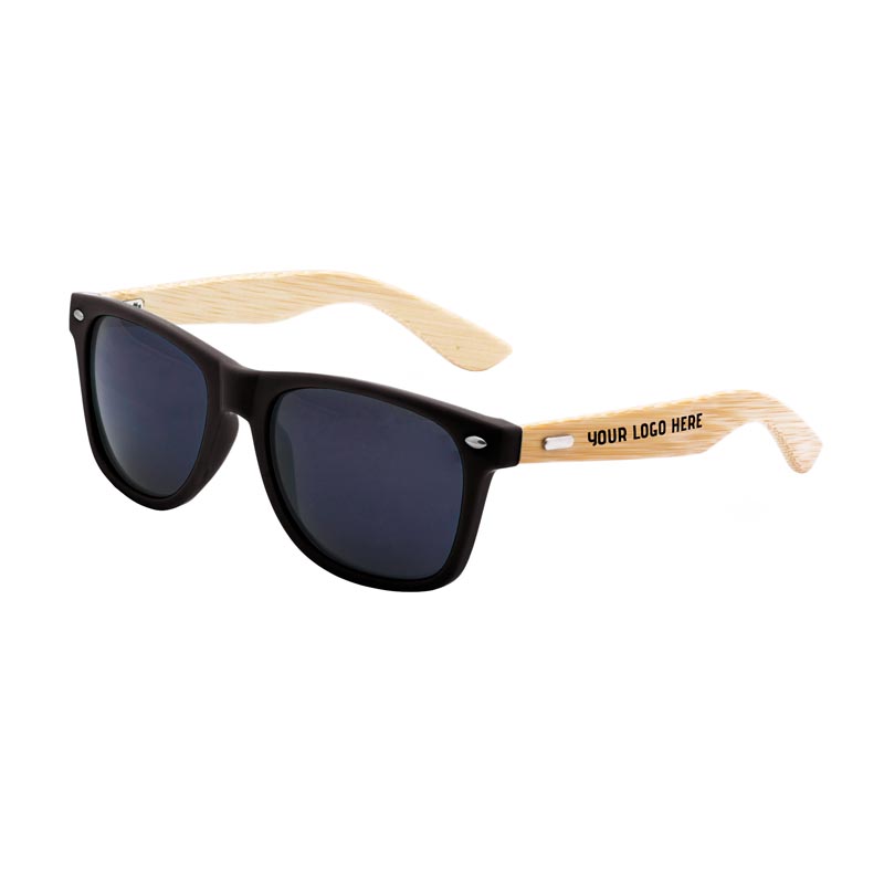 Retro Wooden Bamboo Arms Sunglasses - Black