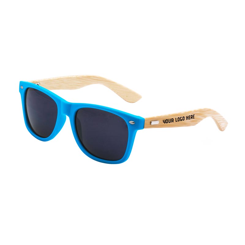 Retro Wooden Bamboo Arms Sunglasses - Blue