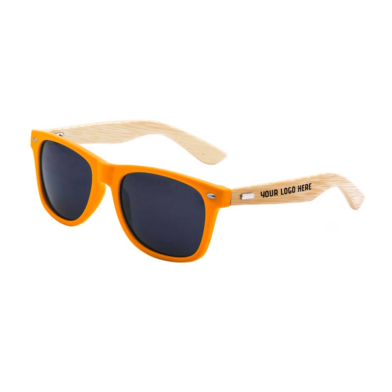 Retro Wooden Bamboo Arms Sunglasses - Orange