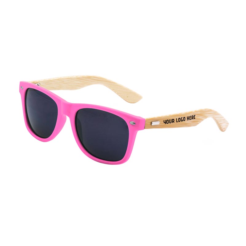 Retro Wooden Bamboo Arms Sunglasses - Pink
