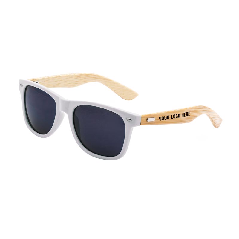 Retro Wooden Bamboo Arms Sunglasses - White