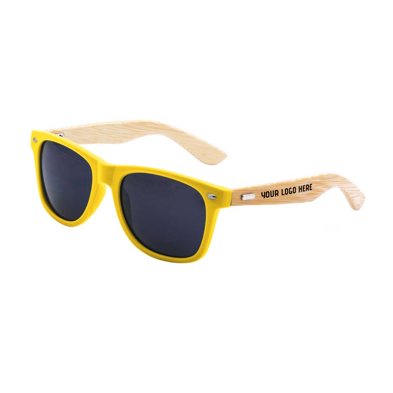 Retro Wooden Bamboo Arms Sunglasses - Yellow