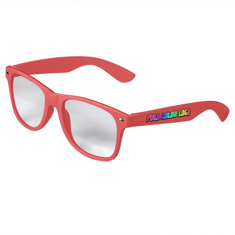 Retro Clear Lens Sunglasses - Coral