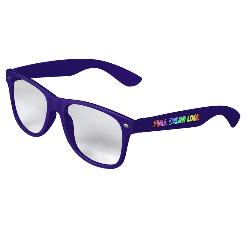 Retro Clear Lens Sunglasses - Purple