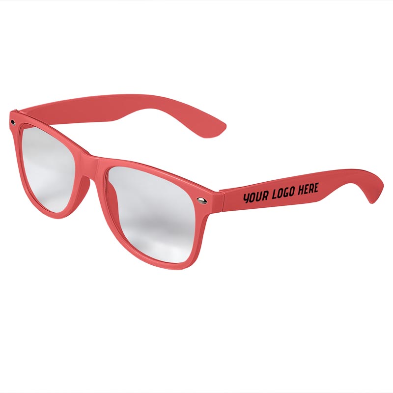 Retro Clear Lens Sunglasses - Coral