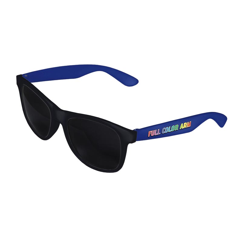 Retro 2 Tone Tinted Lens Sunglasses - Black Front / Royal-Blue Arms