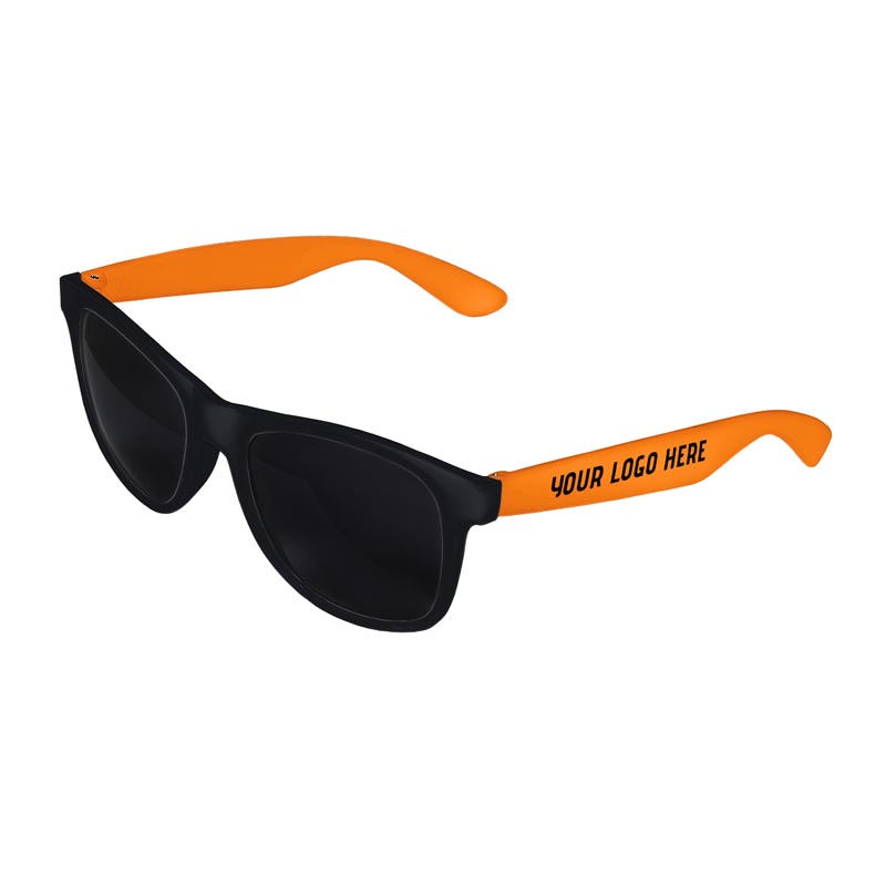 Retro 2 Tone Tinted Lens Sunglasses - Black Front / Orange Arms