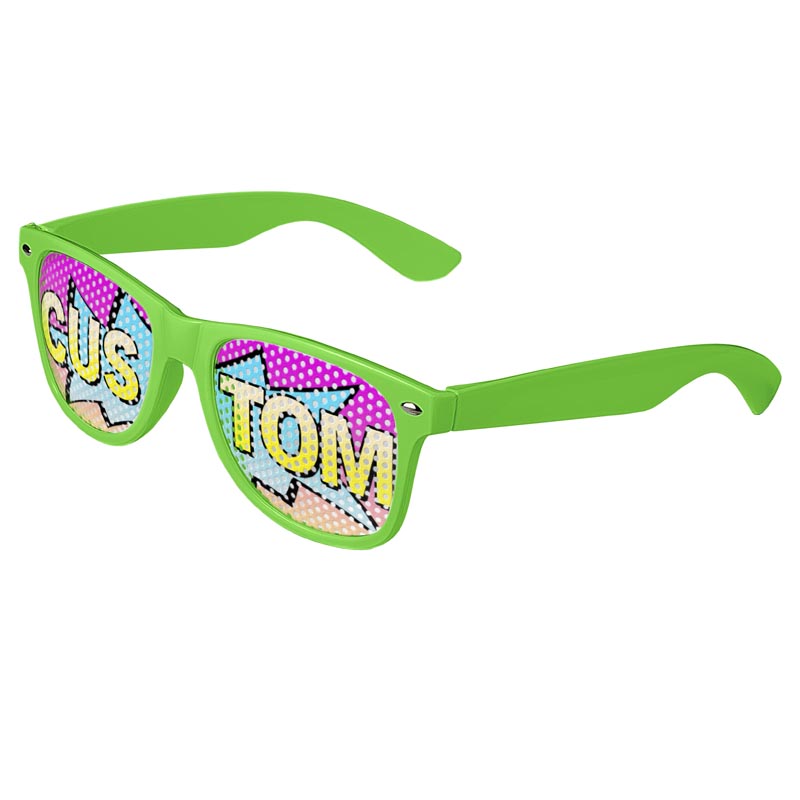 Logo Lenses Custom Printed Lenses Retro Sunglasses - Green