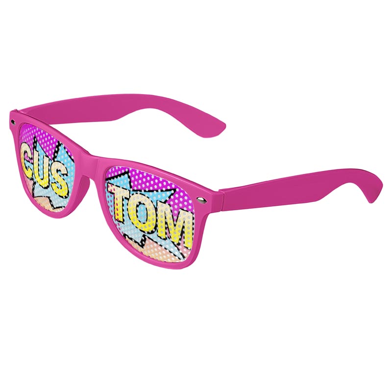 Logo Lenses Custom Printed Lenses Retro Sunglasses - Pink